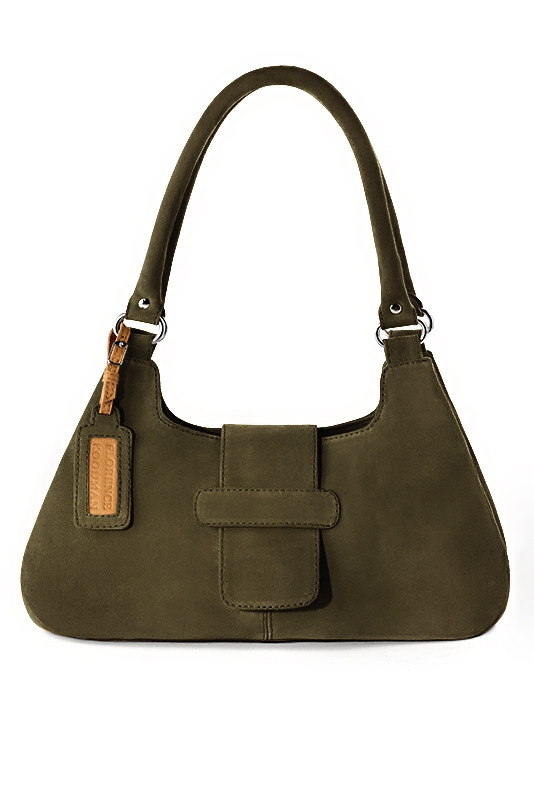 Dress handbag in khaki green leather - Top view